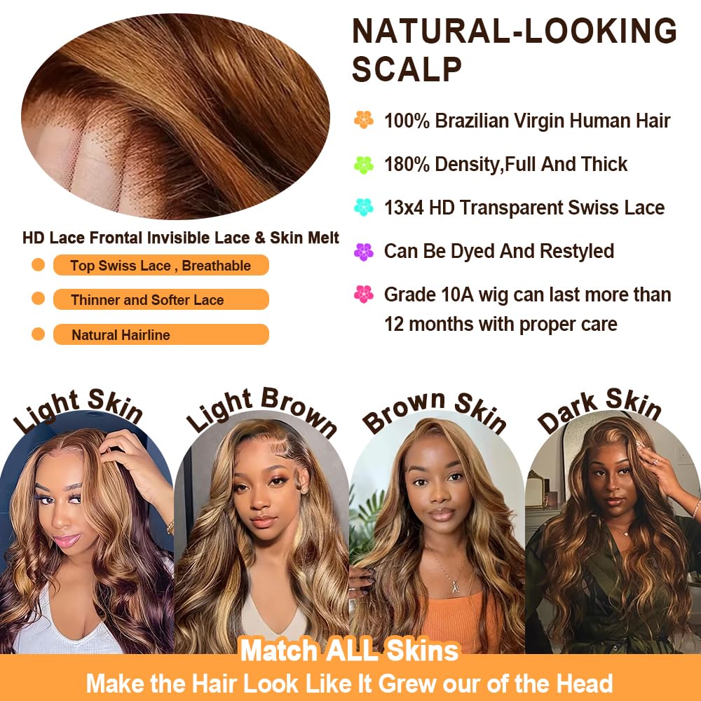 Xiayume 13x4 HD lace front wig with ombre color, easy parting for chic styles.