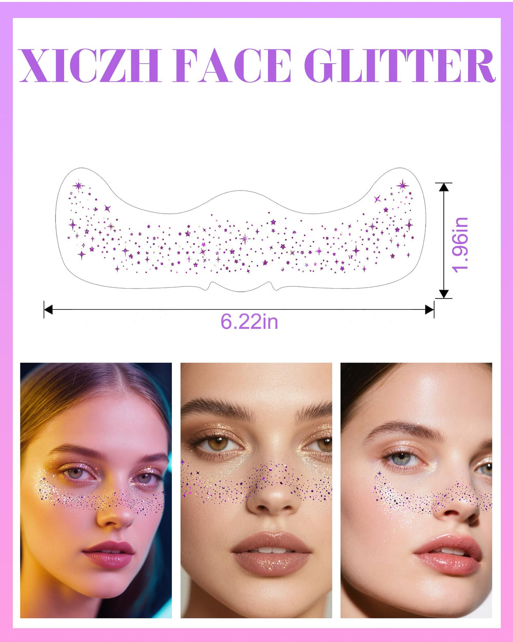 XICZH Glitter Freckles púrpura: perfecto para cosplays y fiestas.