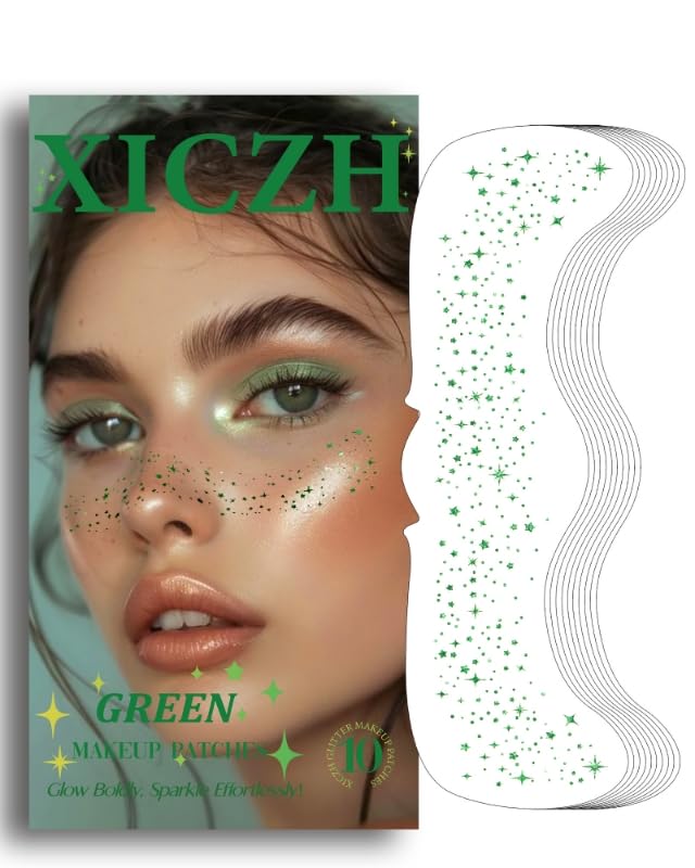 XICZH Face Glitter green tattoos for festival sparkle and quick application