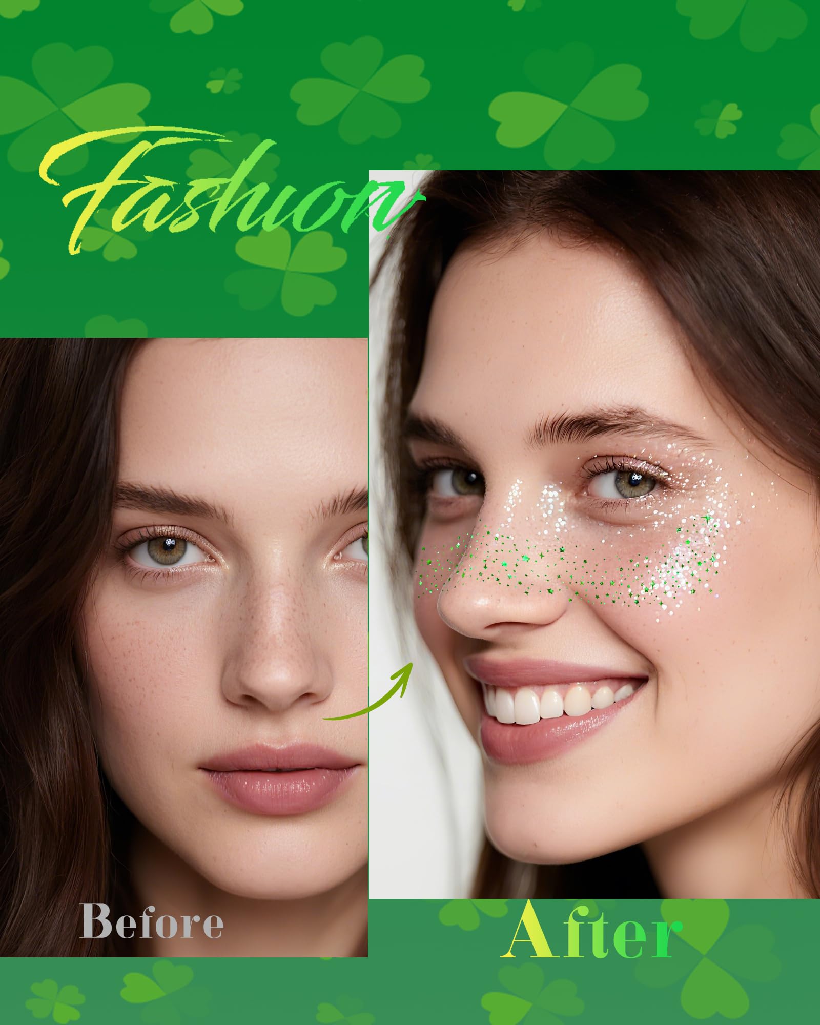 XICZH Face Glitter green tattoos gentle on skin for all-day wear