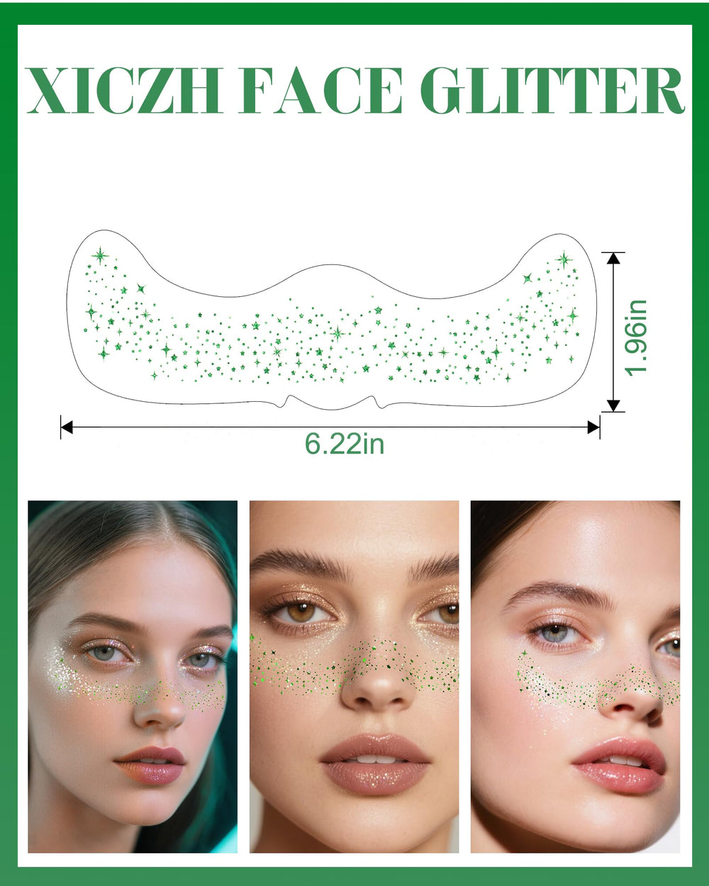 XICZH Face Glitter green tattoos shimmer at stages and festivals