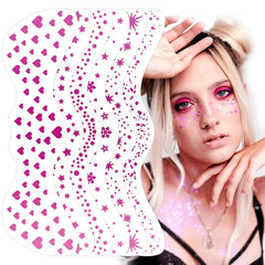 Parche brillante para rostro XIELIME, rosa, ideal para looks de fiesta.