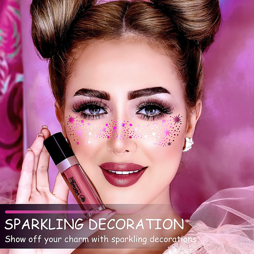 Pecas temporales rosas XIELIME para un look festivo.
