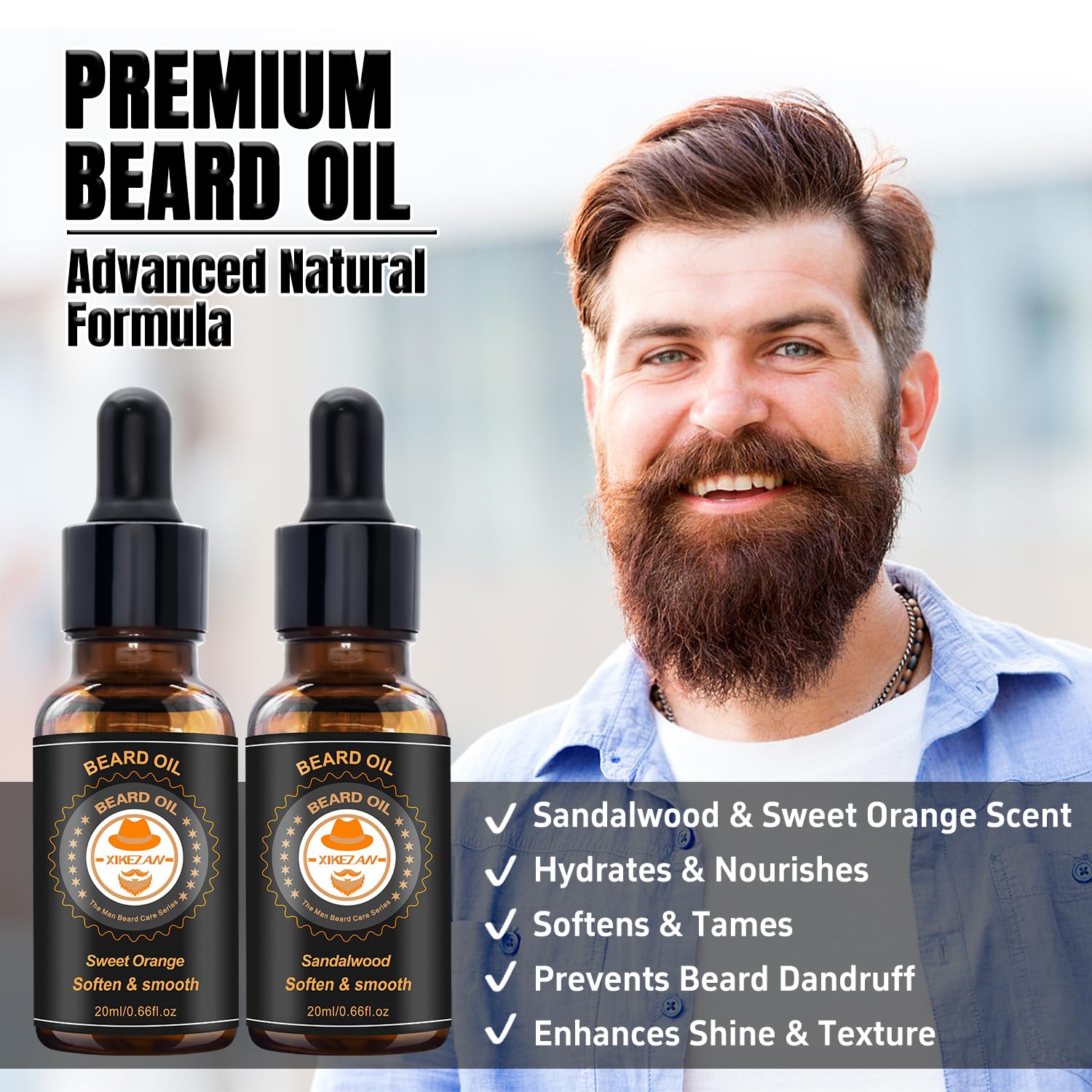 XIKEZAN beard brush for distributing oil and taming stray hairs