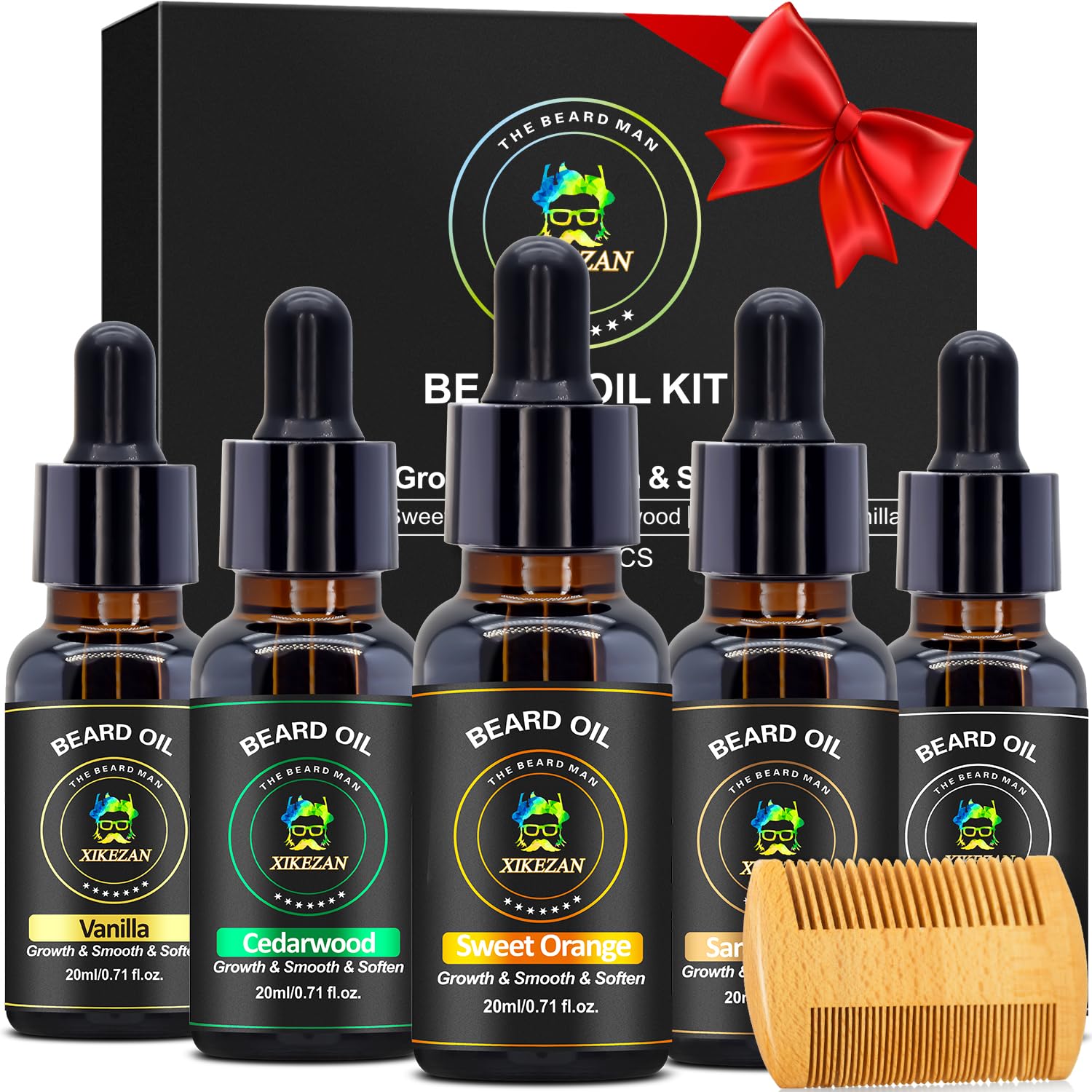 XIKEZAN beard oil set sandalwood for a calm, woody scent and soft beard