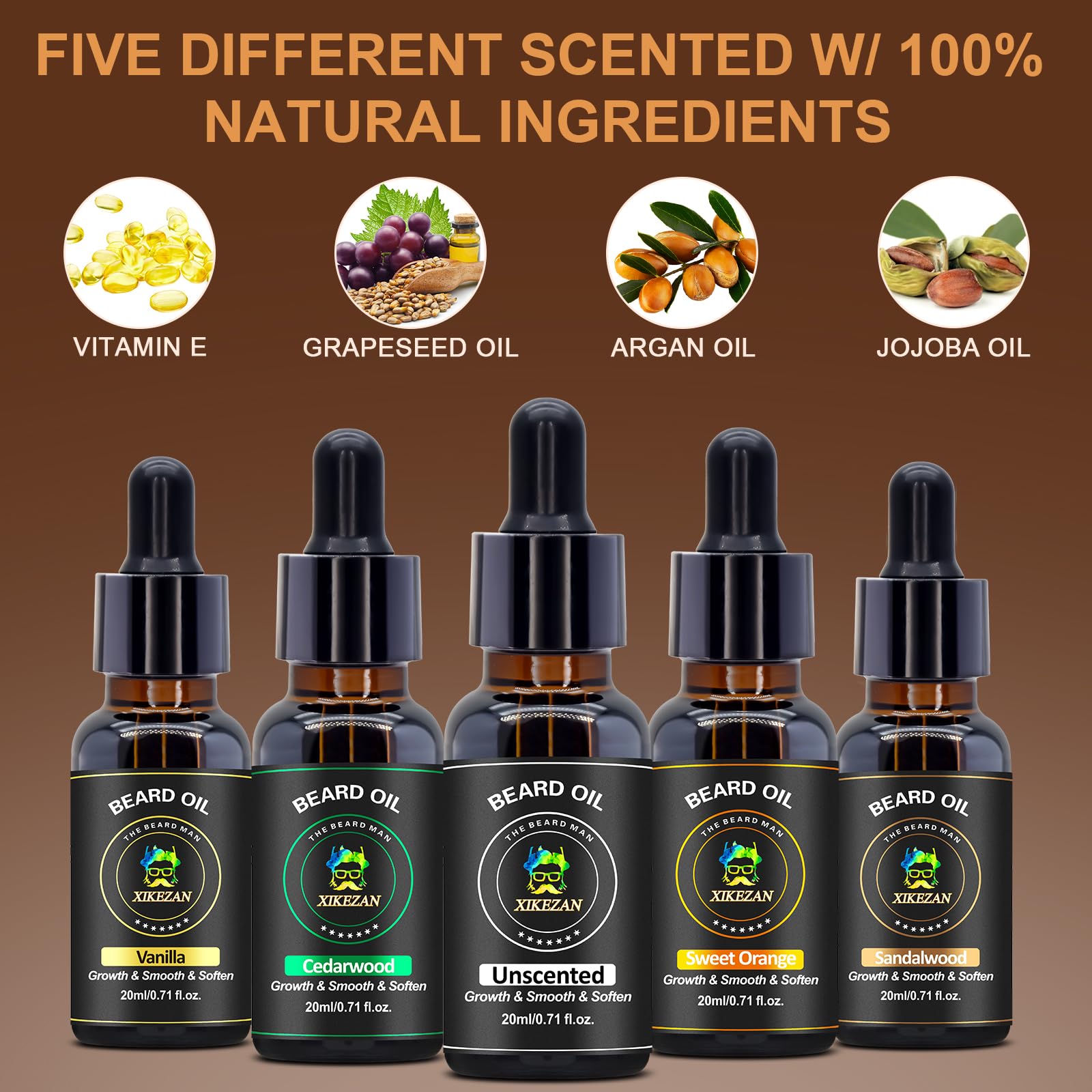 XIKEZAN beard oil set vanilla for a warm, conditioning aroma