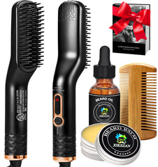 XIKEZAN beard straightener kit front view for easy grooming on the go.