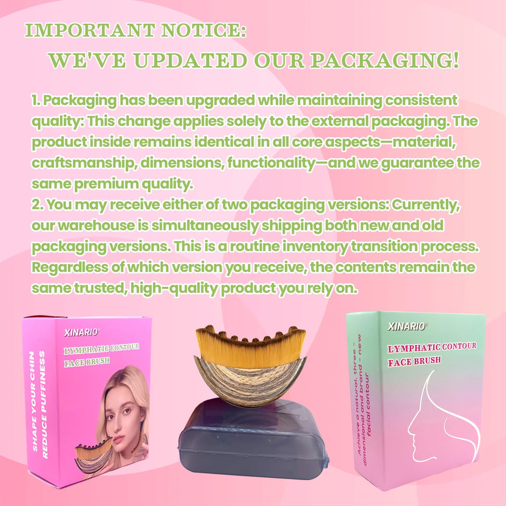 XINARIO Lymphatic Contour Brush demonstrates glow after use on the face.