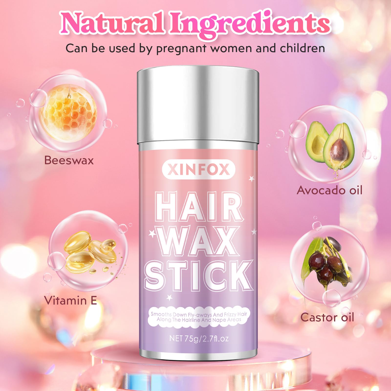 Xinfox Plant-based formula with castor and avocado oils nourishes hair.