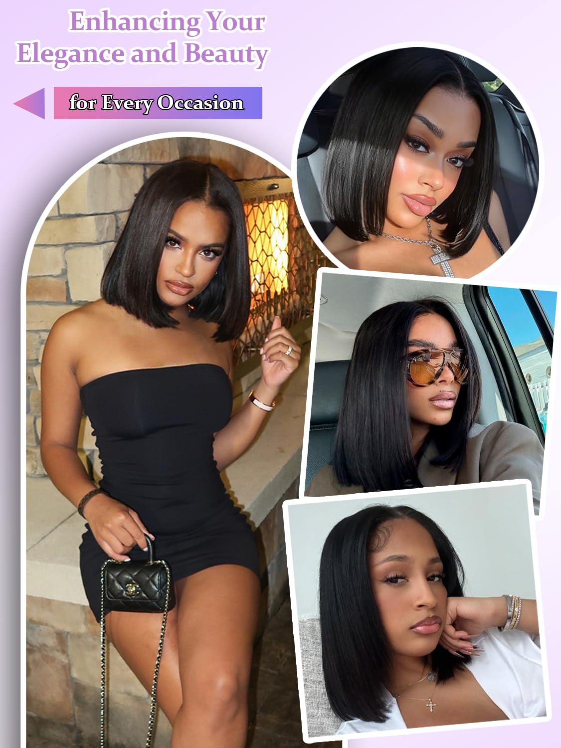 Xinjiju Bob Glueless Wig versatile daily use for work, parties, or casual styling.