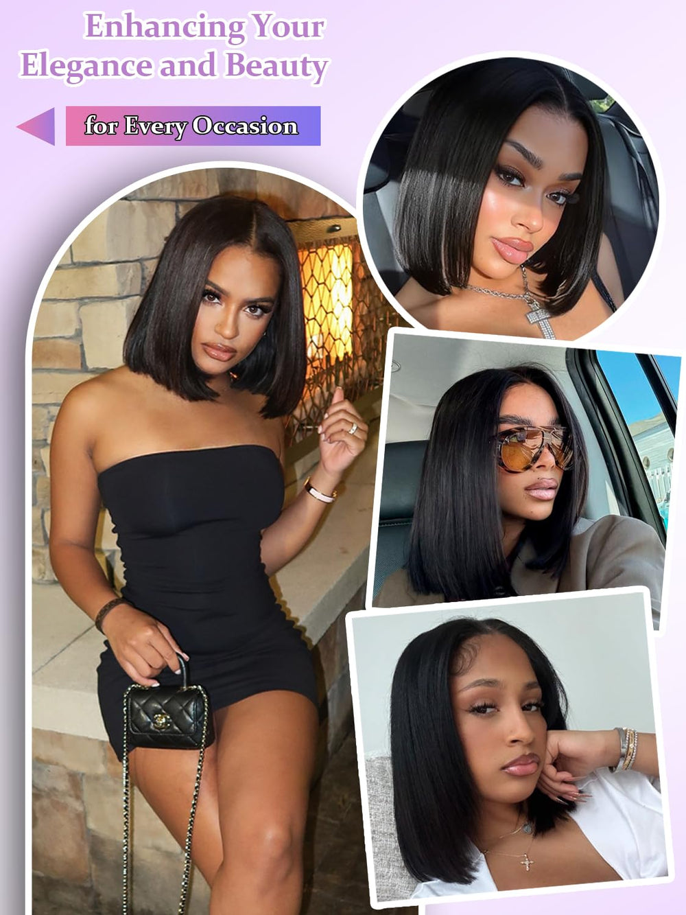 Xinjiju Bob Glueless Wig versatile daily use for work, parties, or casual styling.