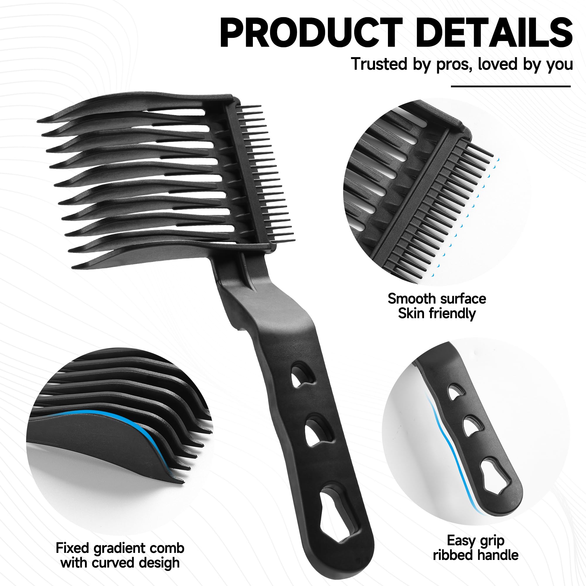 Xisilin Blend Friend Fade Comb with ergonomic handle: lightweight grip reduces fatigue during fades.