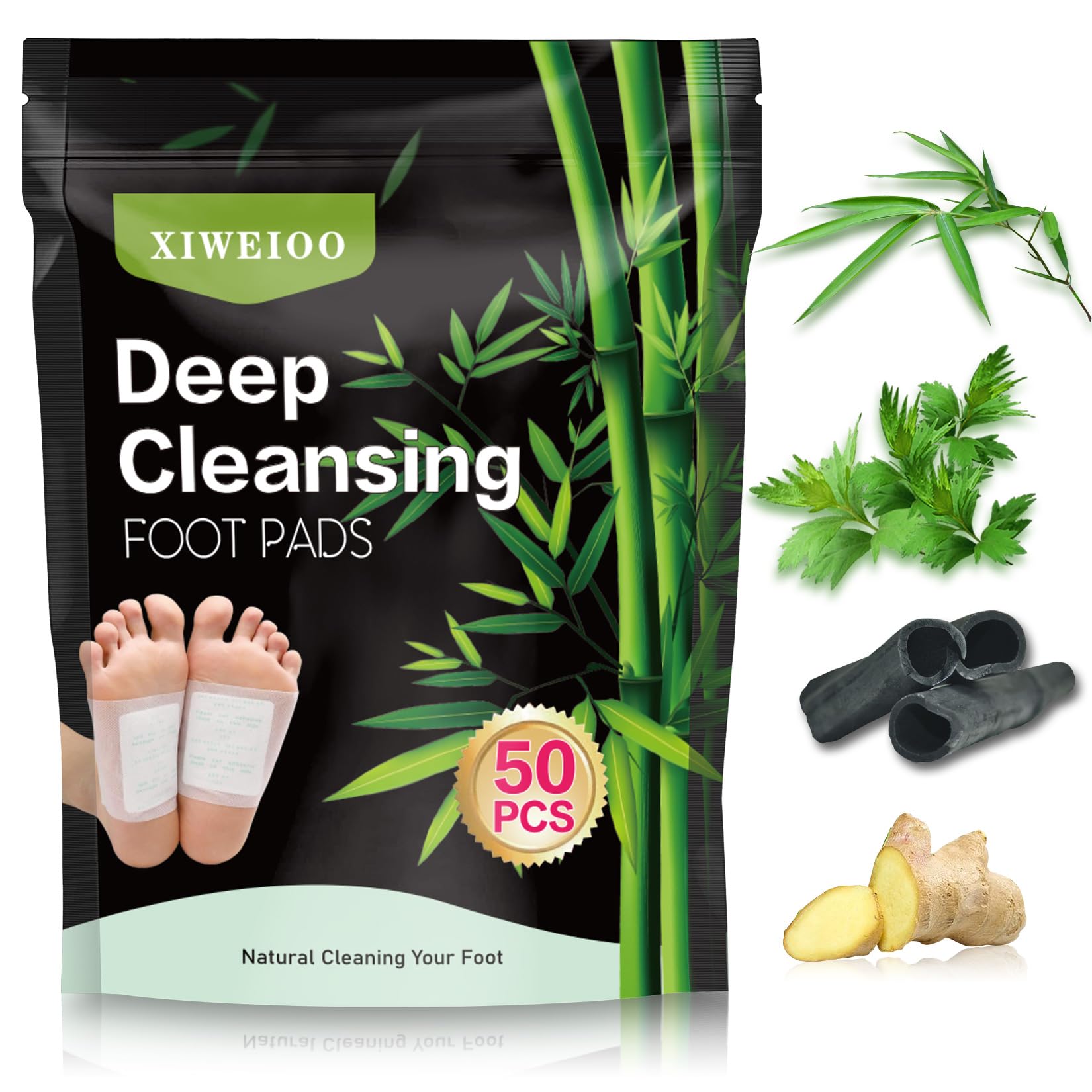 Ingredientes jengibre bambu ajenjo de xiweioo para cuidado nocturno.