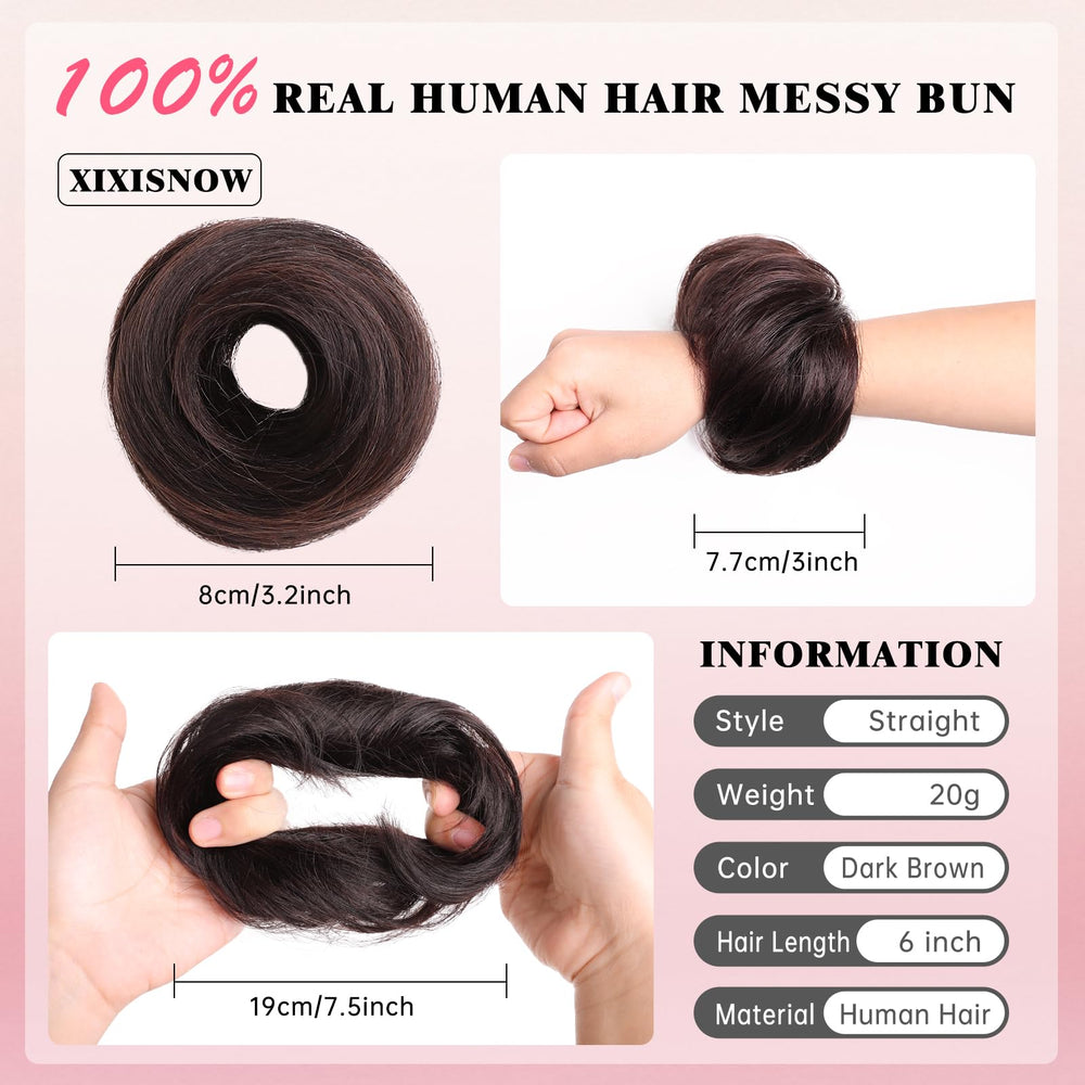 XIXISNOW 100% human hair bun detail highlights authentic texture and blending.