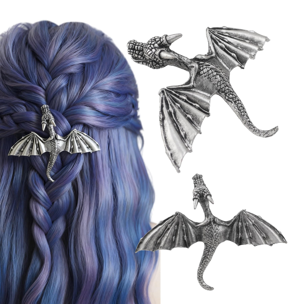 XJYHDY clip cabello dragón gótico con alas, perfecto para looks atrevidos.