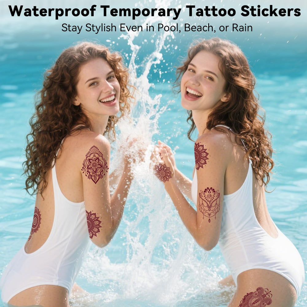 Pegatinas de henna Xmasir con patrones variados para manos y cara.
