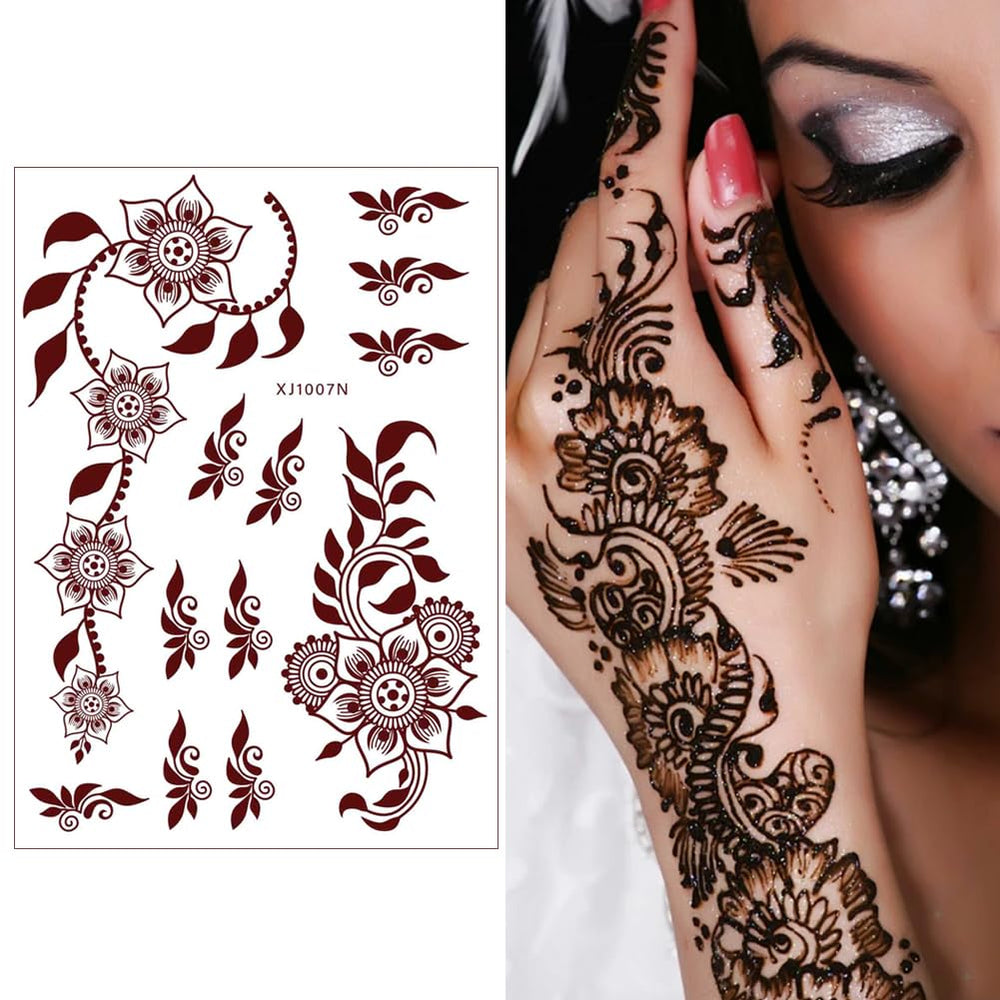 Xmasir henna tattoo patterns brown collection displayed on arm for party looks