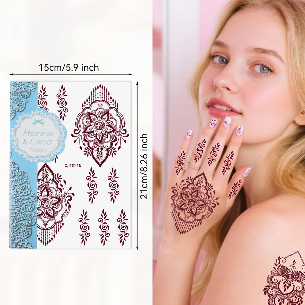 Patrones de henna Xmasir para cara y piernas para looks festivos.