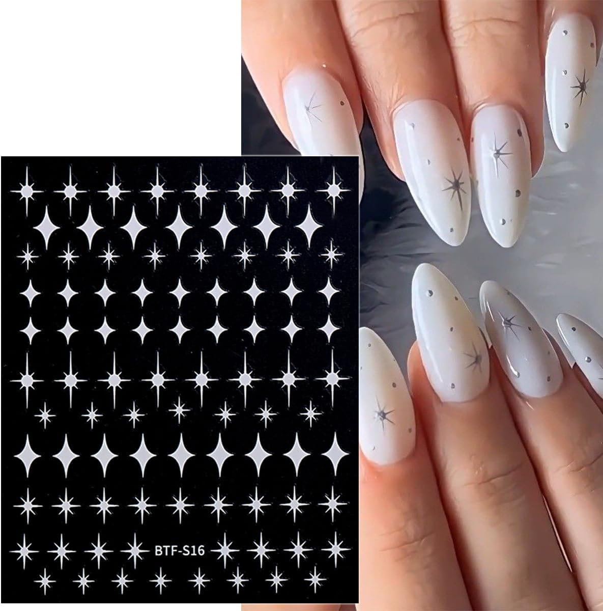 XMMXNBJ estrellas negro uñas: contraste moderno para un look audaz.