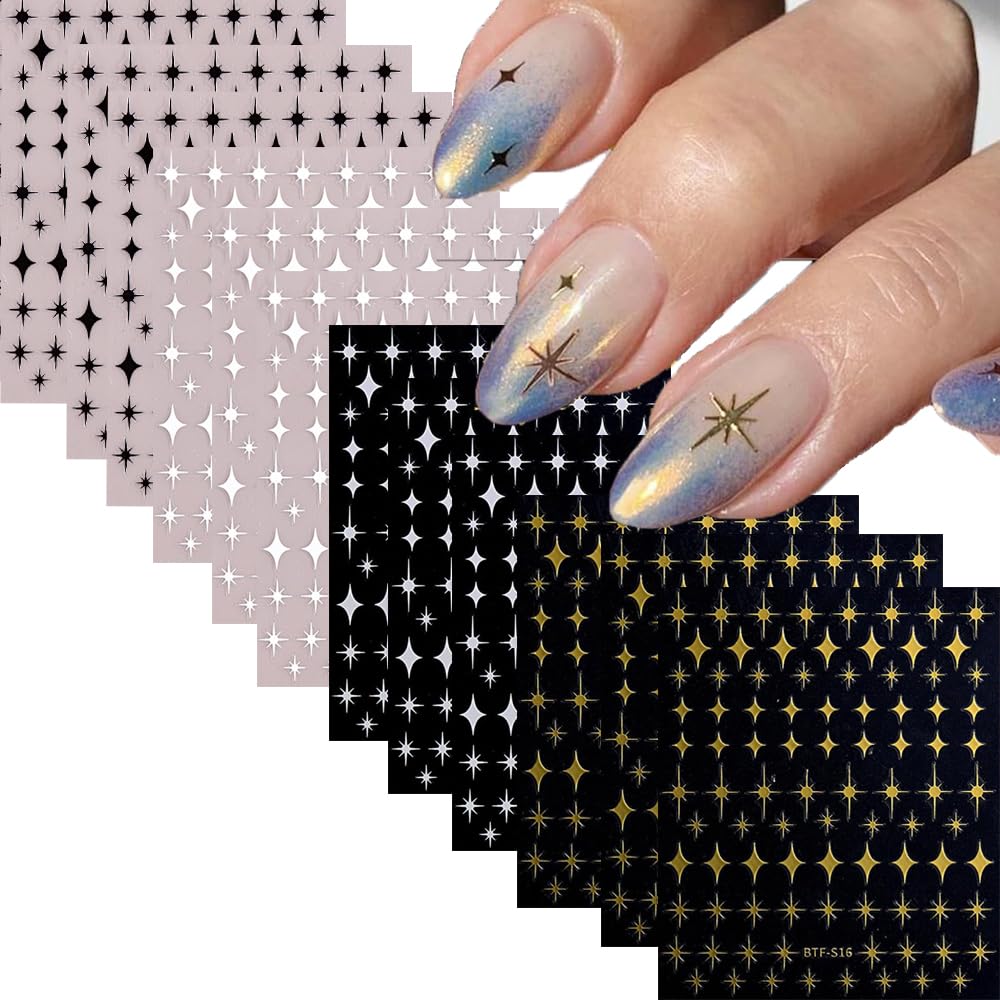 XMMXNBJ estrellas oro uñas: diseño brillante para manicura rápida y duradera.