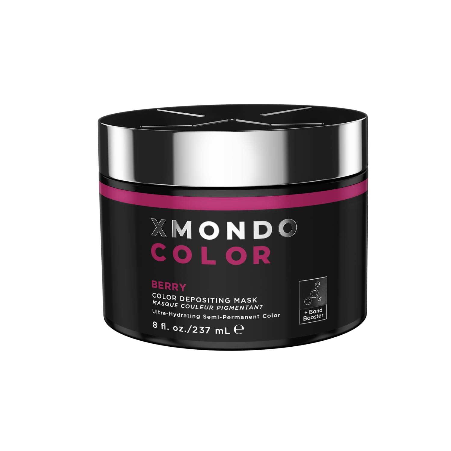 XMONDO Berry Hair Color bottle pouring reveals rich semi-permanent pigment