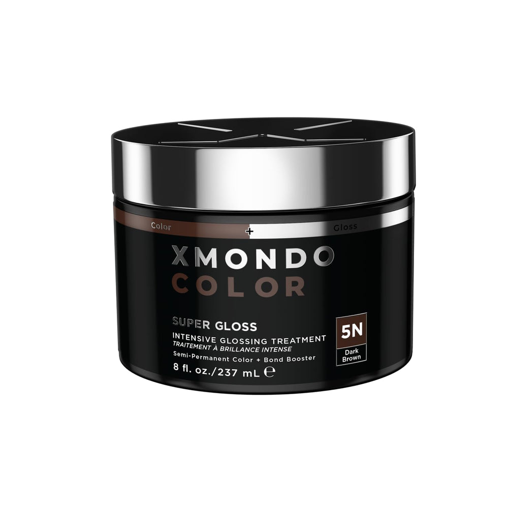 XMONDO Color 5N Dark Brown mask-application showing pigment deposition and hydration for brunettes