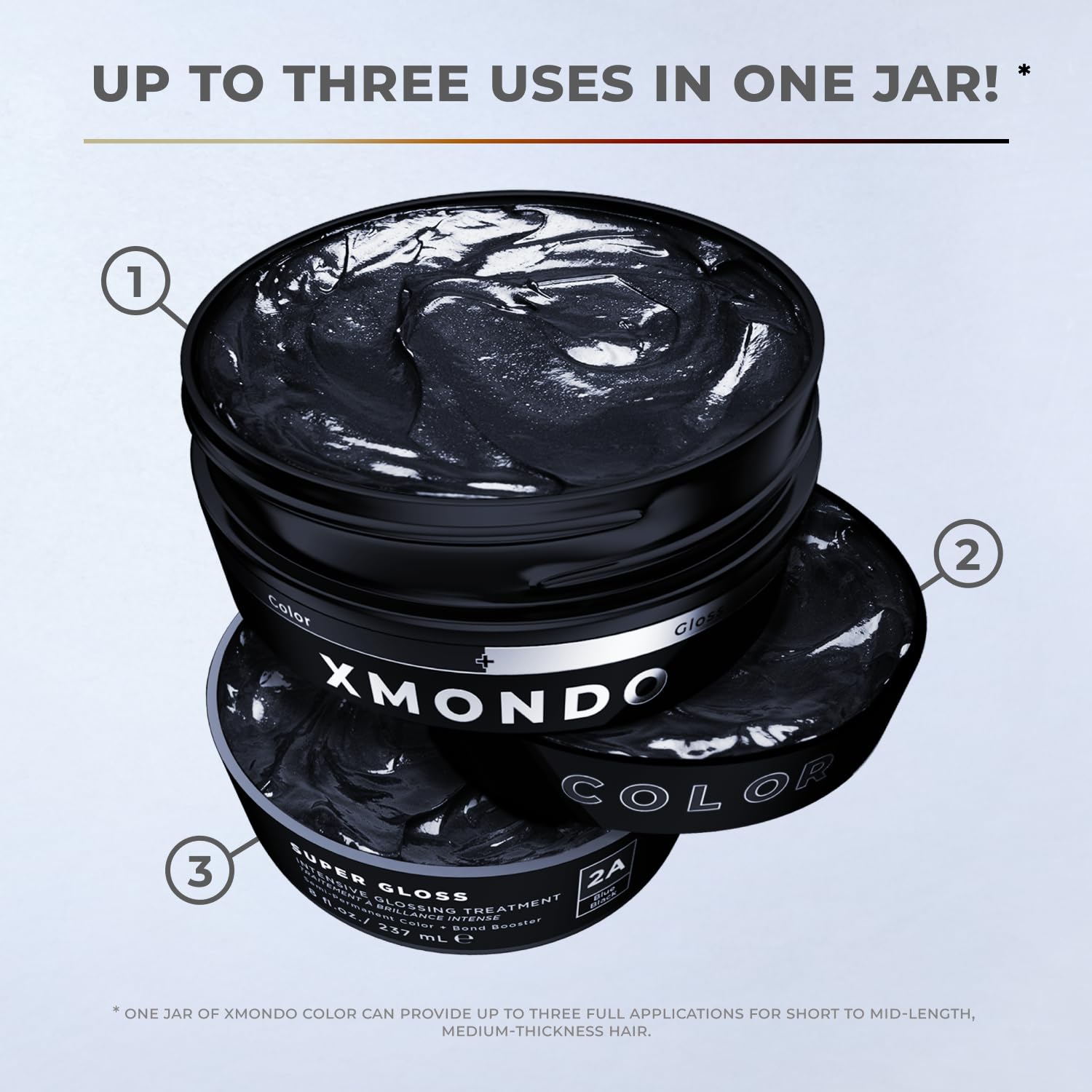 XMONDO Color Blue-Black color swatches illustrate deep shade and depth.