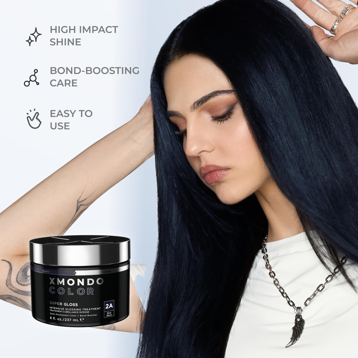 XMONDO Color Blue-Black sectioning image shows precise, pro-style application.