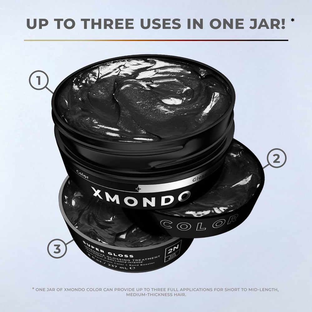 XMONDO Color Soft Black product shot suggests salon-grade at-home results.