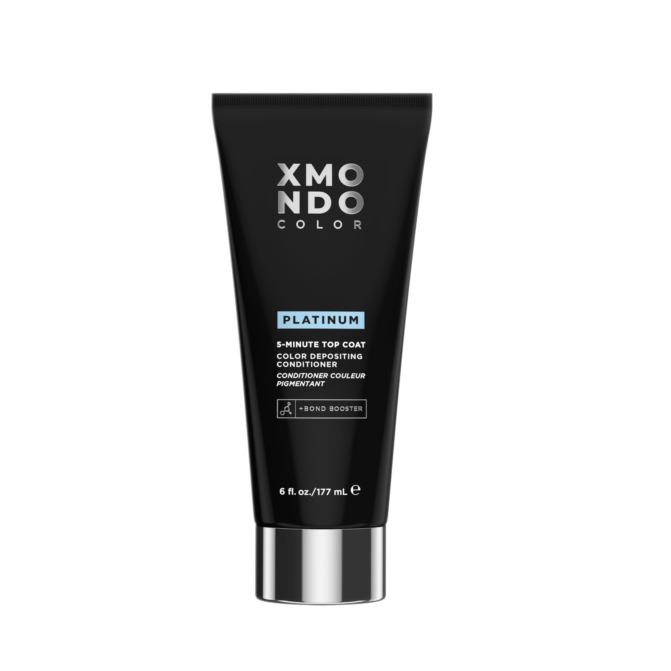 XMONDO Hair 5-Minute Top Coat platinum bottle for fast pigment deposition.