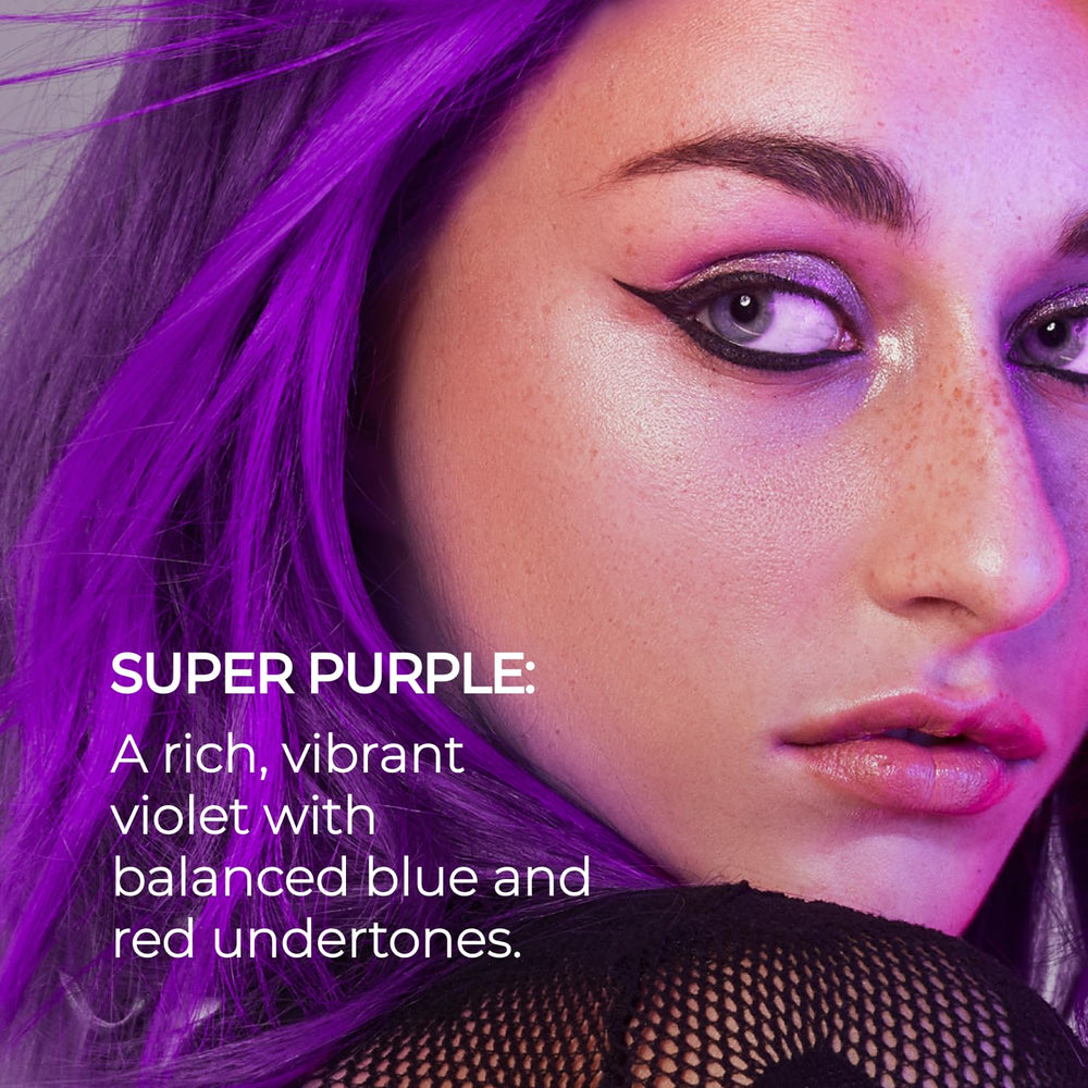 XMONDO Super Purple creamy mask texture shown on hair strands.