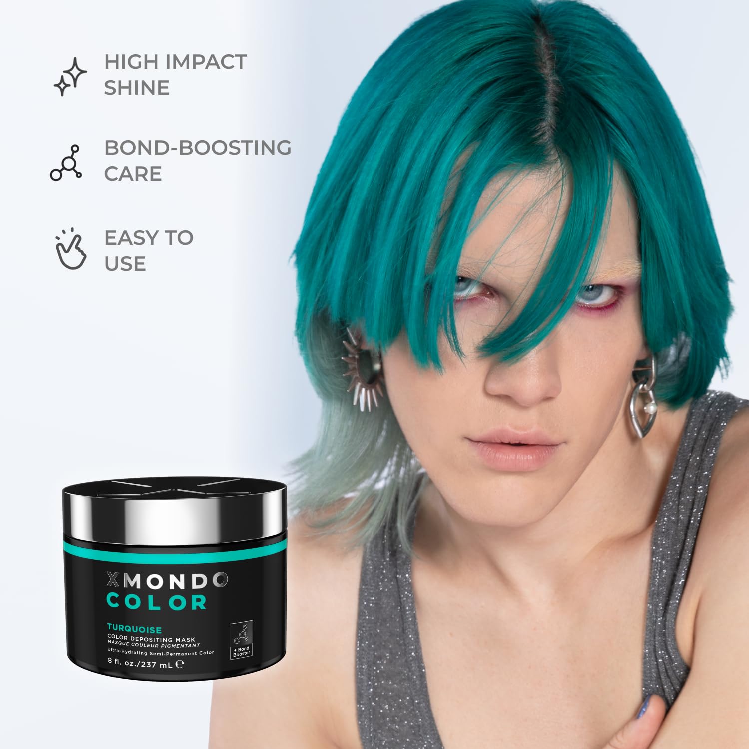 XMONDO Turquoise hair strands reveal rich tone with moisture retention