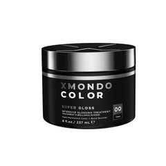 XMONDO Hair Super Gloss bottle close-up showing shine-boost formula