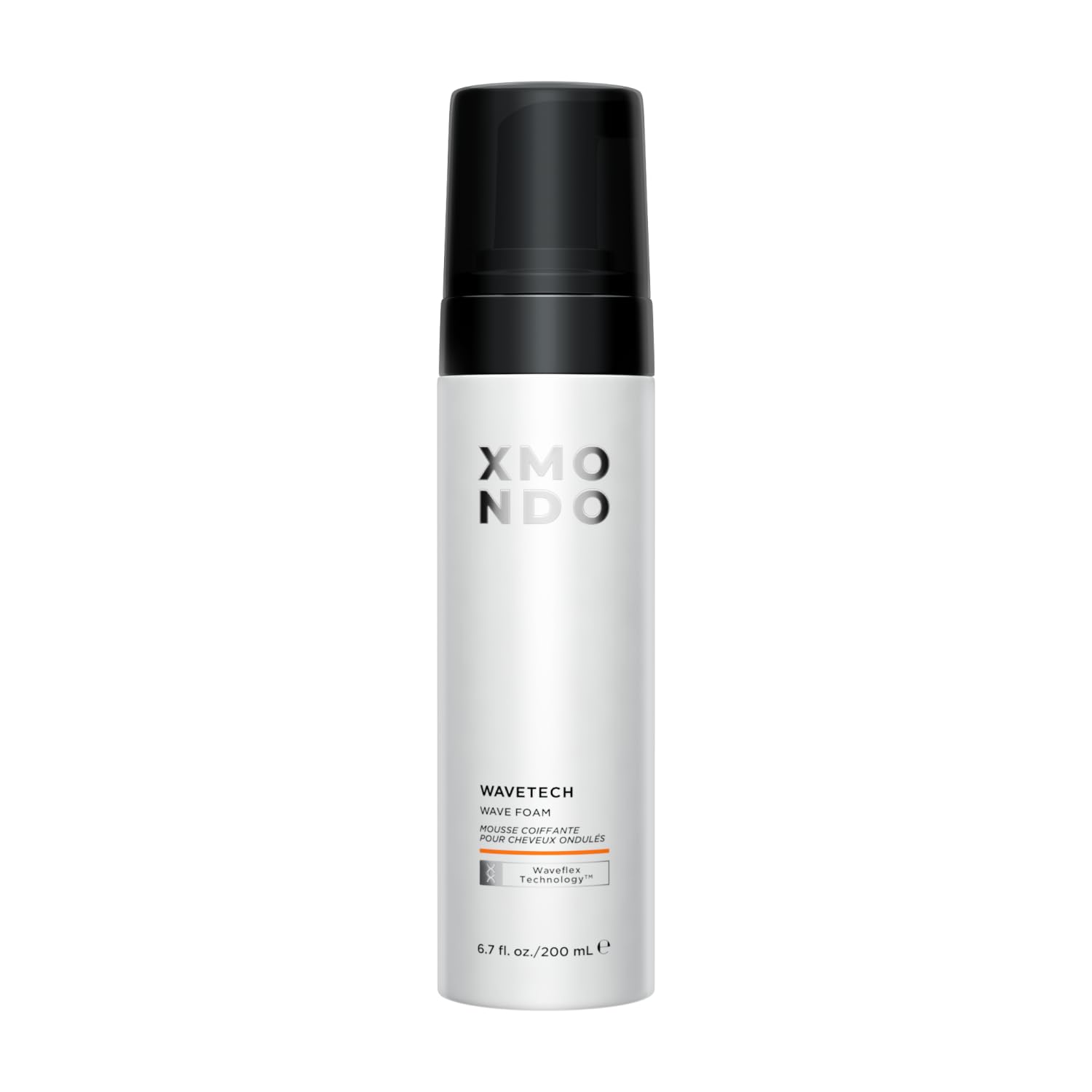 XMONDO Hair Wavetech foam bottle shows vegan formula for defined waves