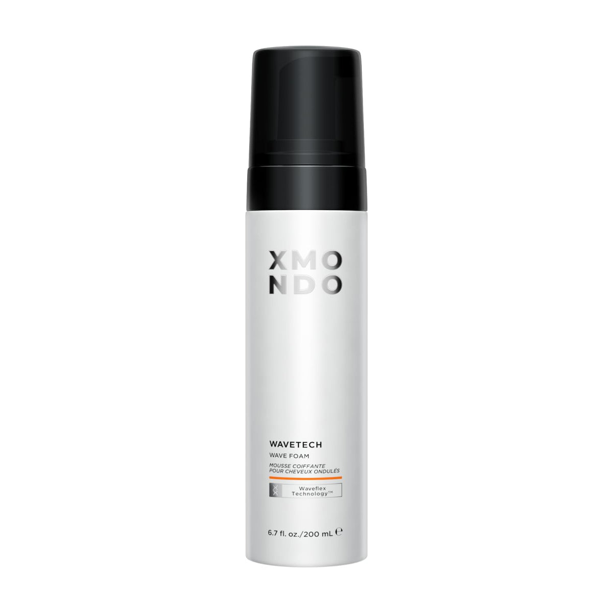 XMONDO Hair Wavetech foam bottle shows vegan formula for defined waves