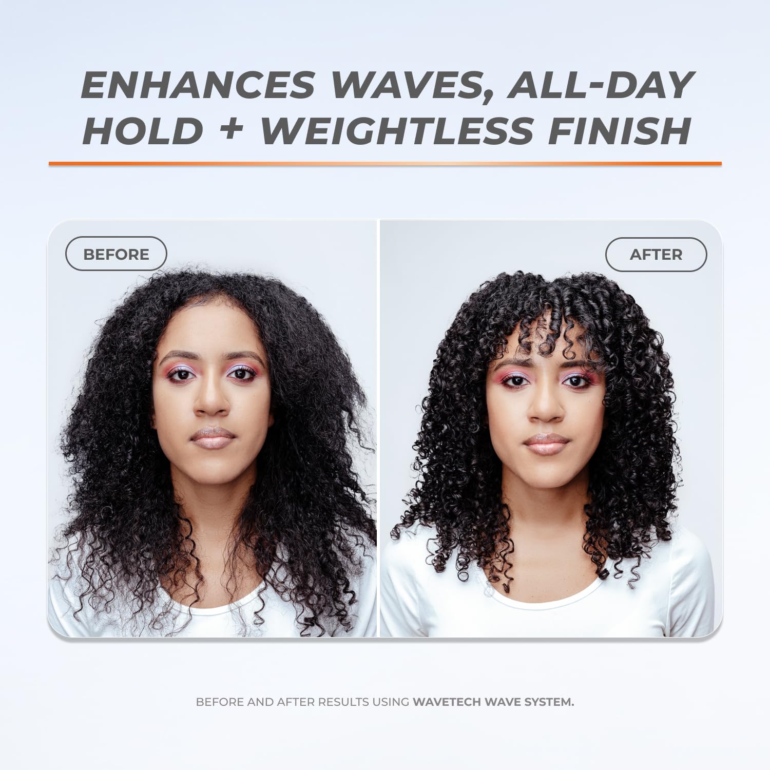 Damp hair being scrunched with XMONDO Wavetech foam for natural texture