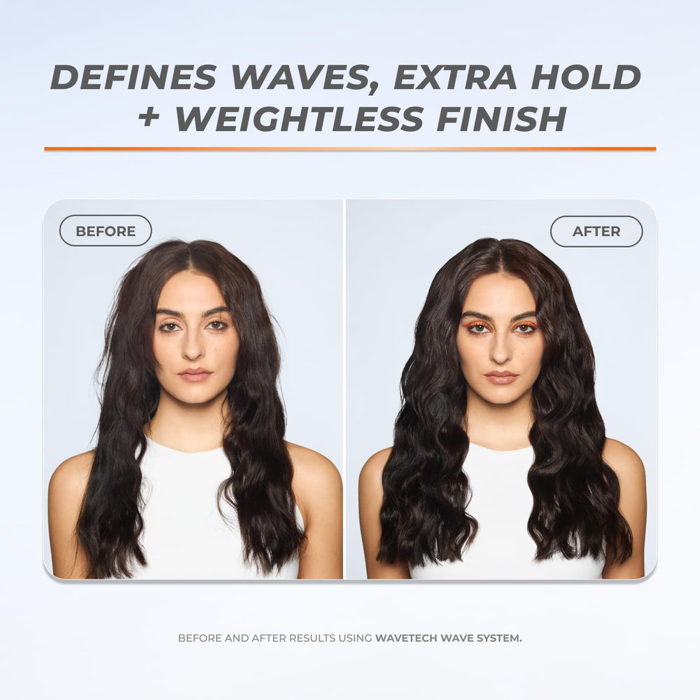 XMONDO waves defined after air-drying show volume and movement.