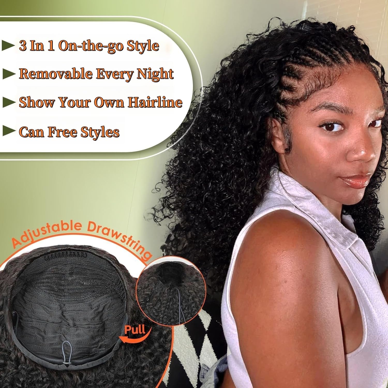 XNAIRA clip-in cap close-up highlights secure fitting and comfort