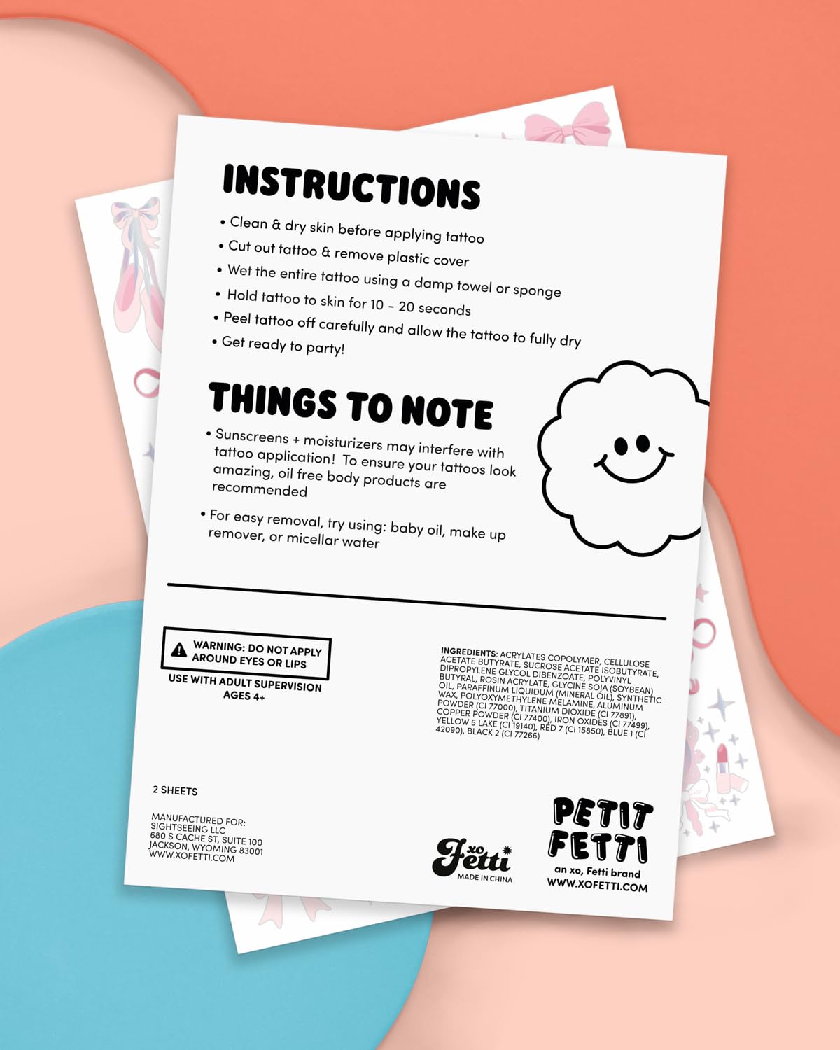 Instrucciones de aplicación xo Fetti para resultados rápidos y fáciles