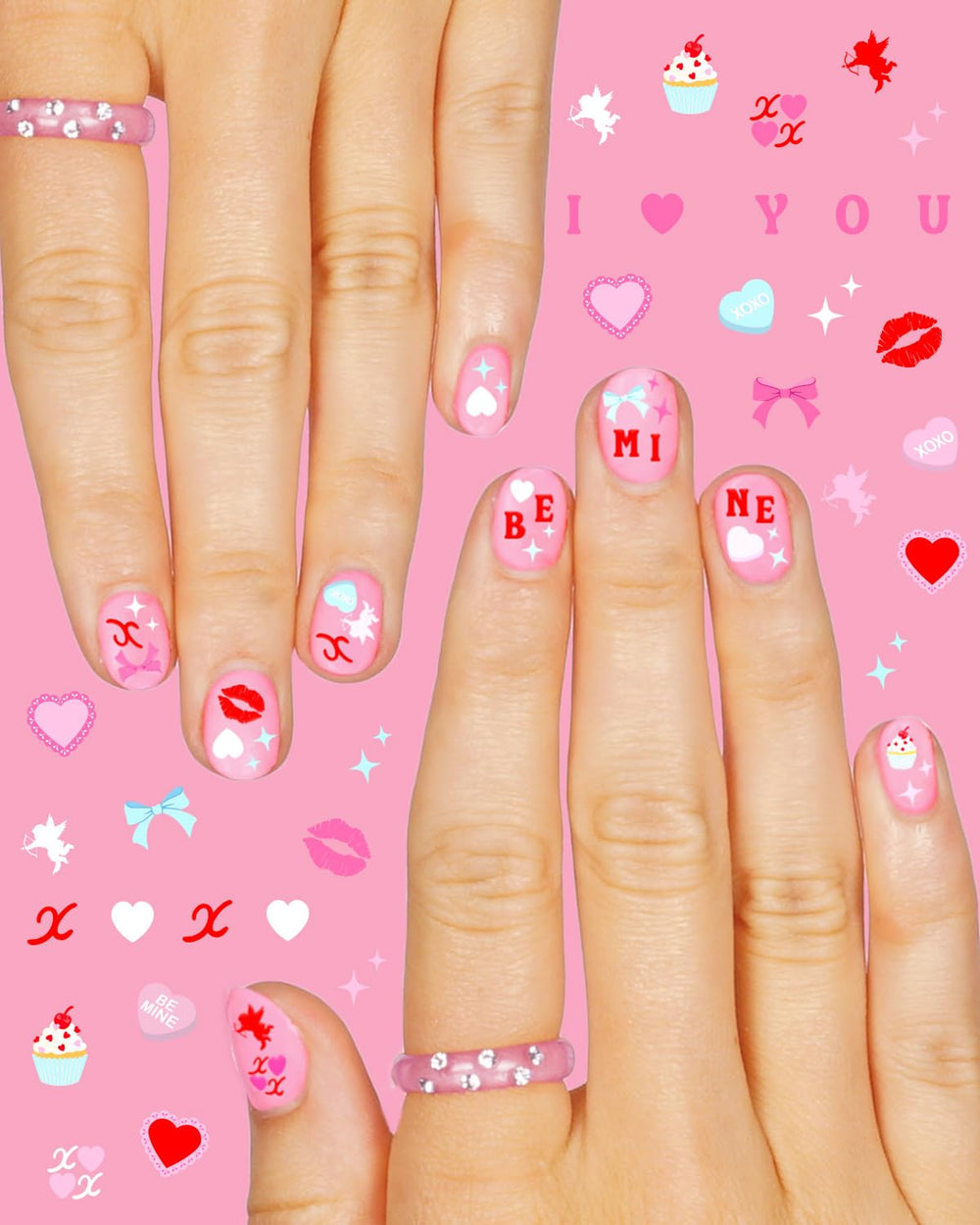 xo Fetti Be Mine pegatinas de uñas ideales para regalo.
