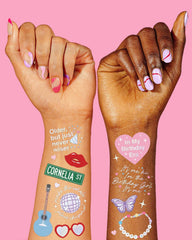 xo Fetti guitar design tattoos energize concert-themed celebrations and outfits