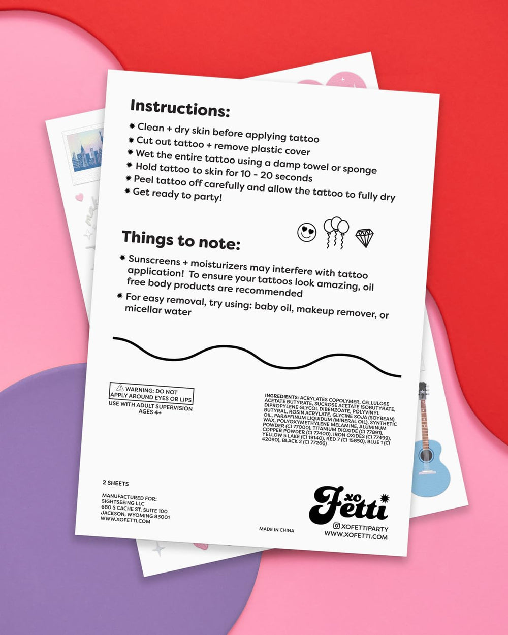 xo Fetti tattoos waterproof and durable for all-night celebrations