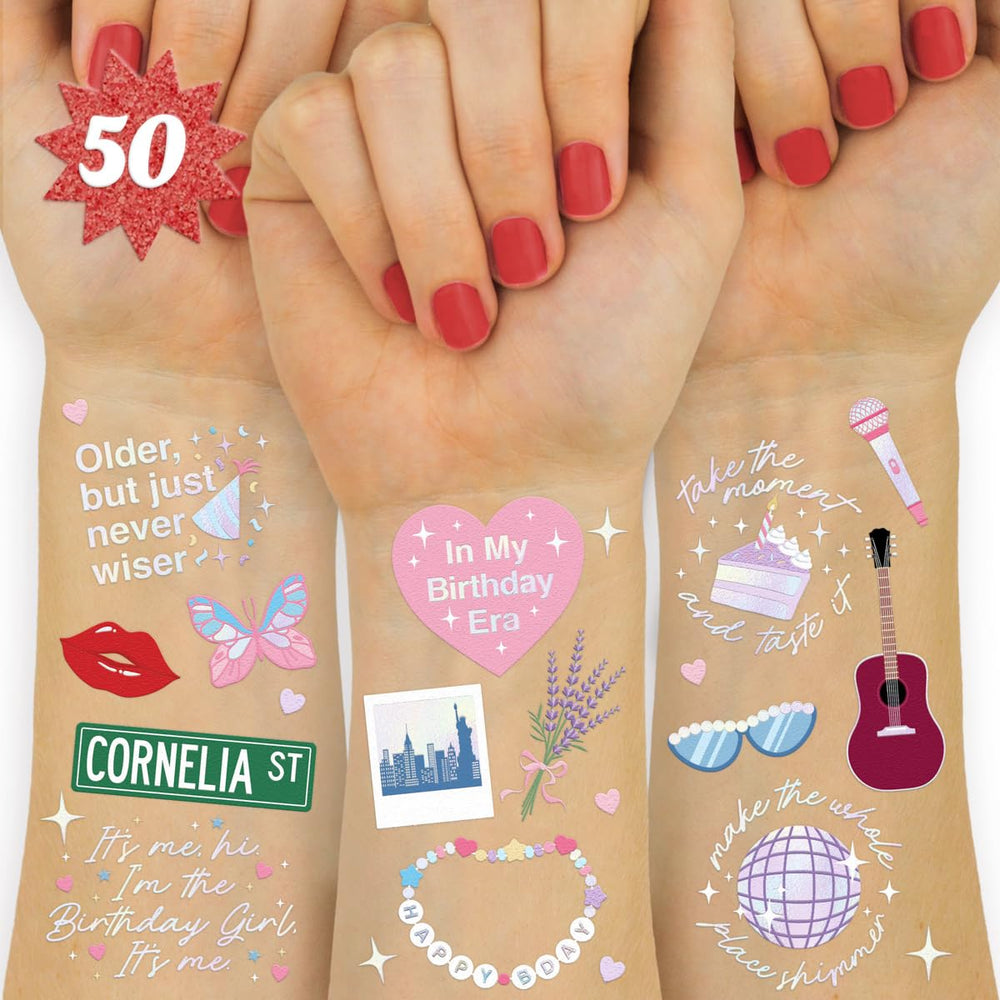 xo Fetti birthday tattoos two sheets add colorful, iridescent flair for parties