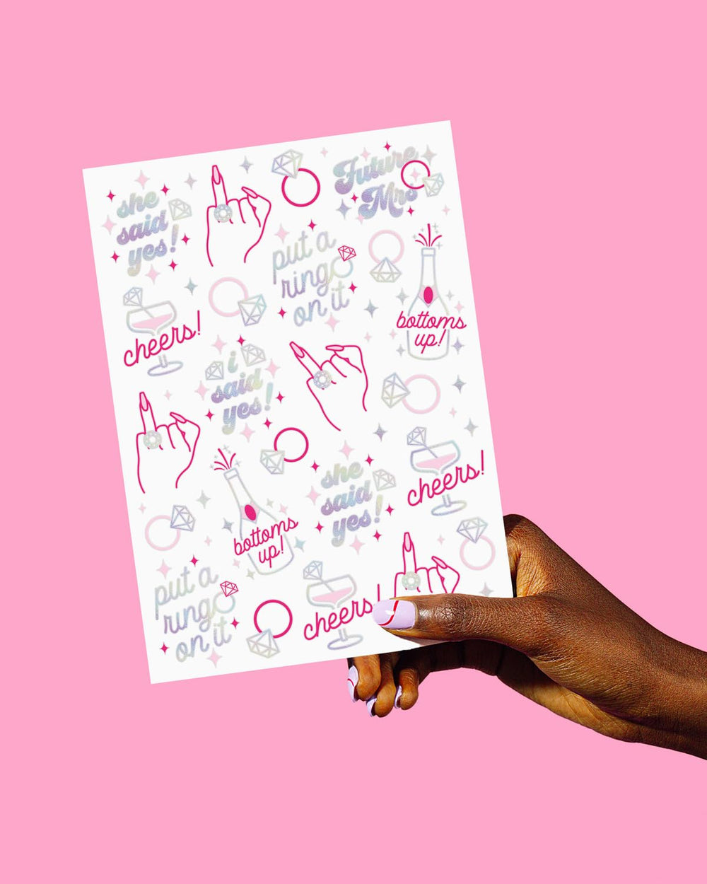 xo Fetti bridal shower foil tattoos designed for durable wear.