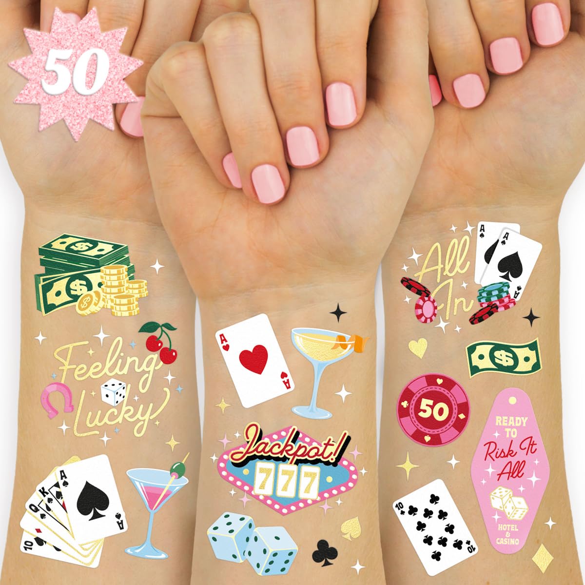 xo, Fetti casino tattoos gold foil designs for stylish party favors