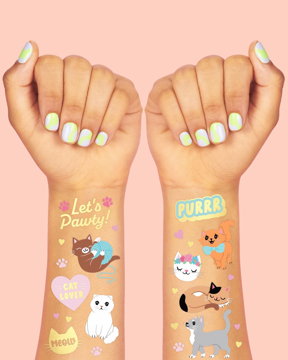 xo, fetti cat tattoos colorful cat designs with metallic accents for celebrations