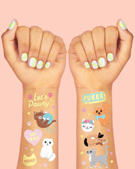 xo, fetti cat tattoos colorful cat designs with metallic accents for celebrations