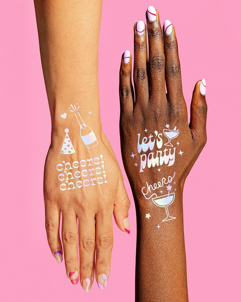 Tatuaje iridiscente xo Fetti: estrella brillante para resaltar a invitados.