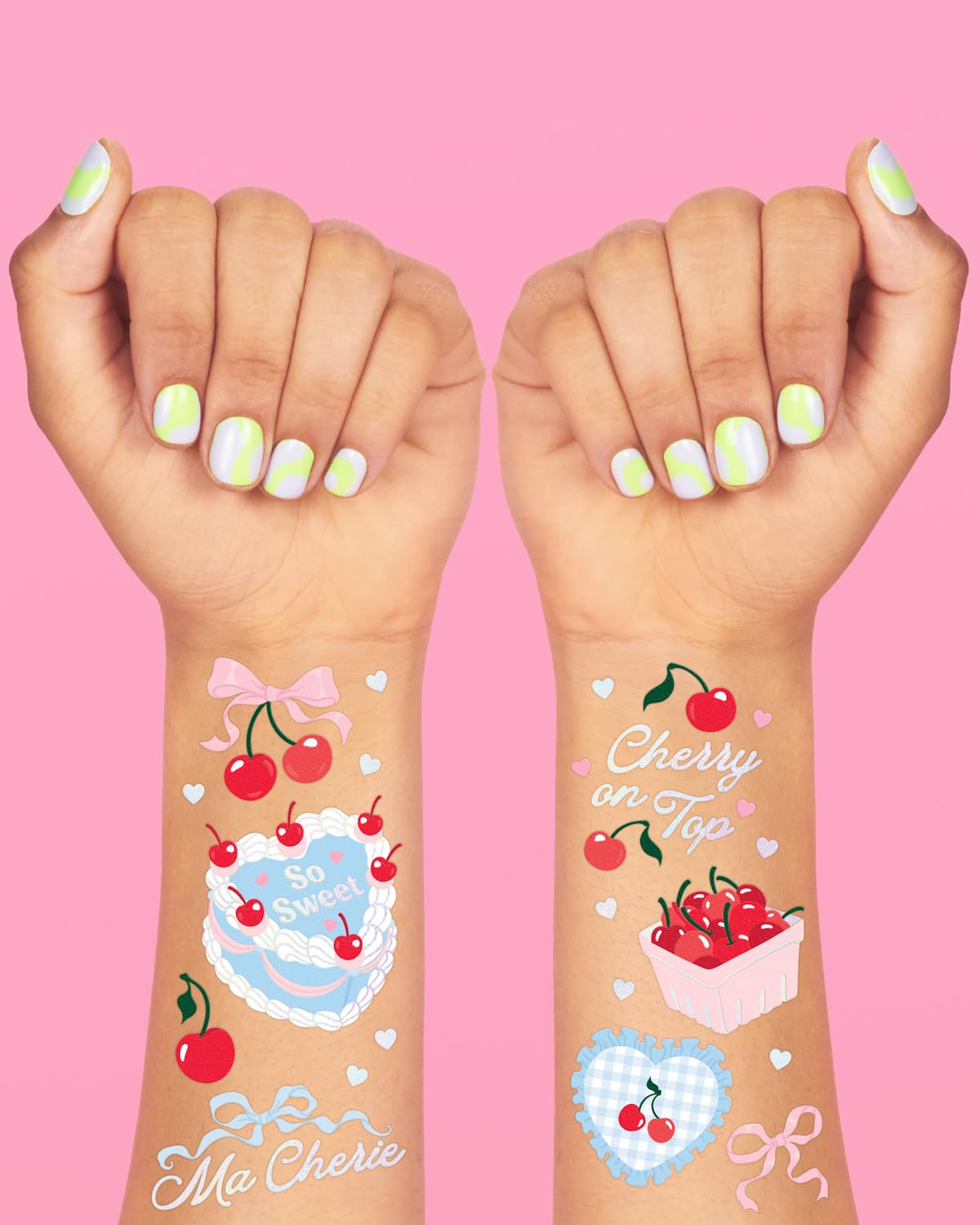 xo Fetti cherry on top tattoo – playful flair for celebrations.