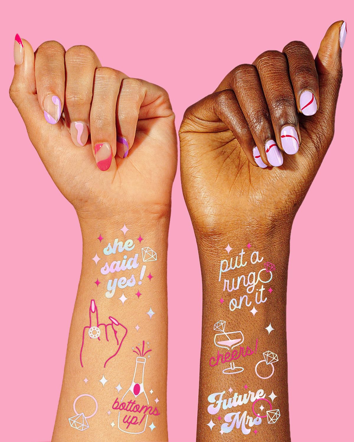 xo Fetti diamond ring foil tattoo adds chic sparkle to celebrations.